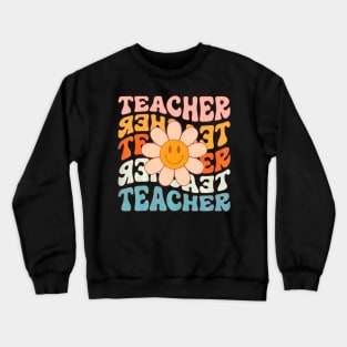 Teacher Daisy Colorful Elementary School Teacher Crewneck Sweatshirt